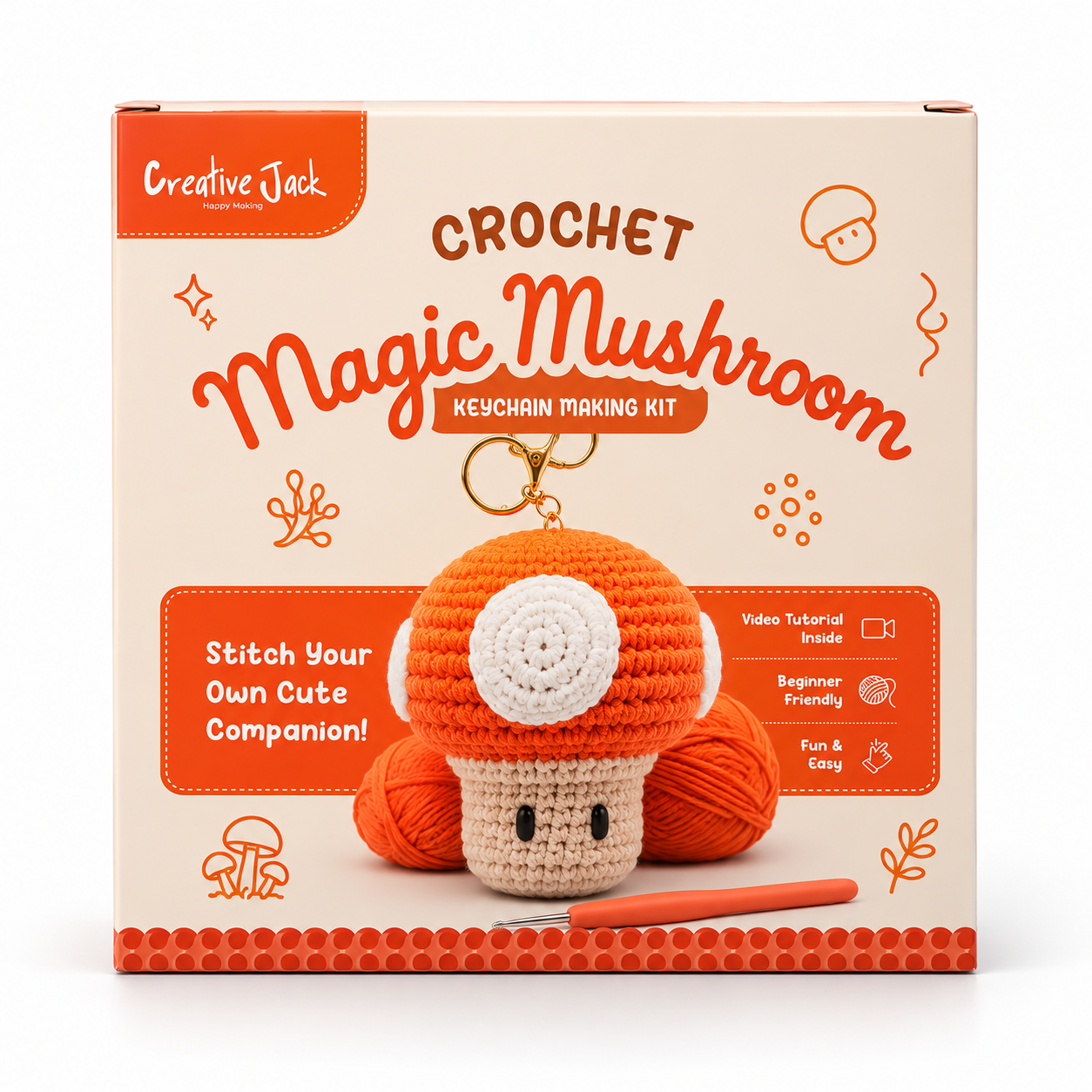 Crochet Keychain Making Kit - Magic Mushroom - CrochetMagicMushroomKit