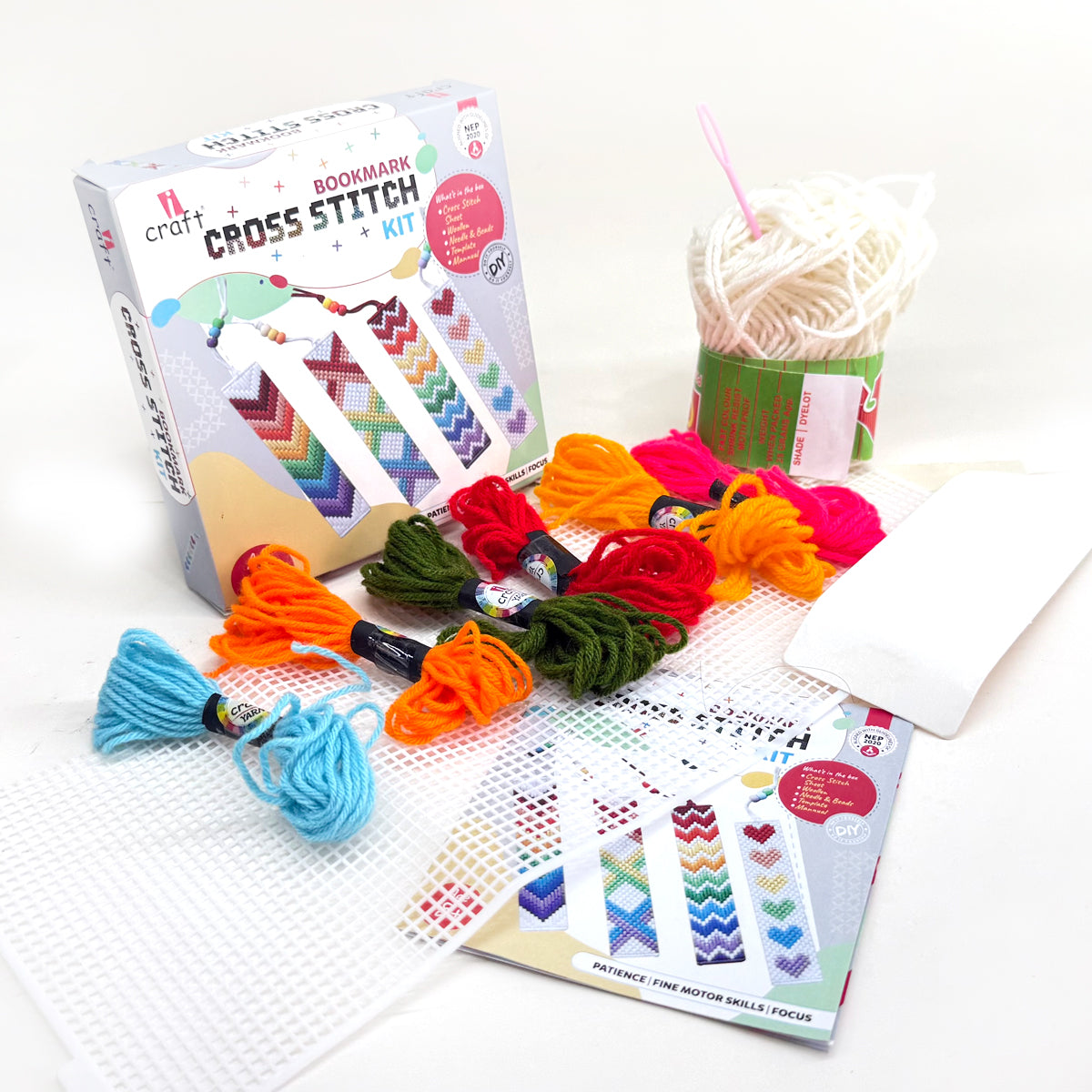 iCraft Kids Cross Stitch Bookmark Kit - Rainbow Craft Set iCraft