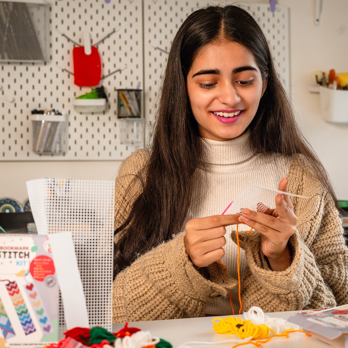 iCraft Kids Cross Stitch Bookmark Kit - Rainbow Craft Set iCraft