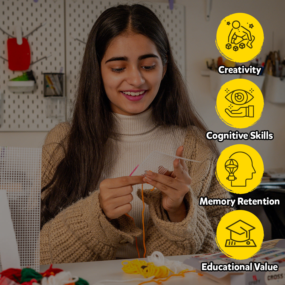 iCraft Kids Cross Stitch Bookmark Kit - Rainbow Craft Set iCraft