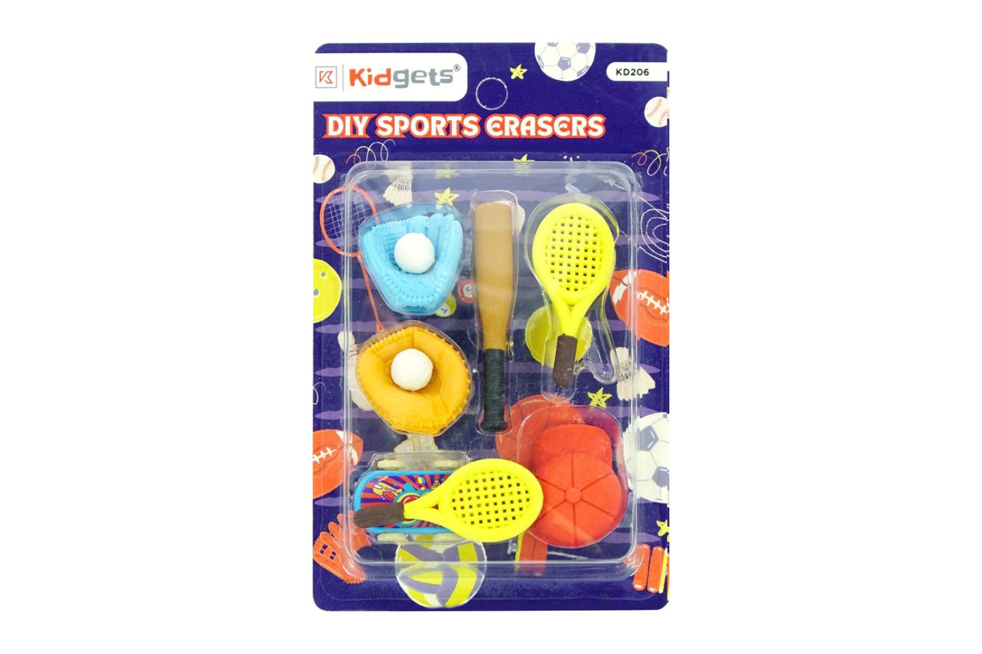 Diy Sports Erasers 6 Piece Kidgets