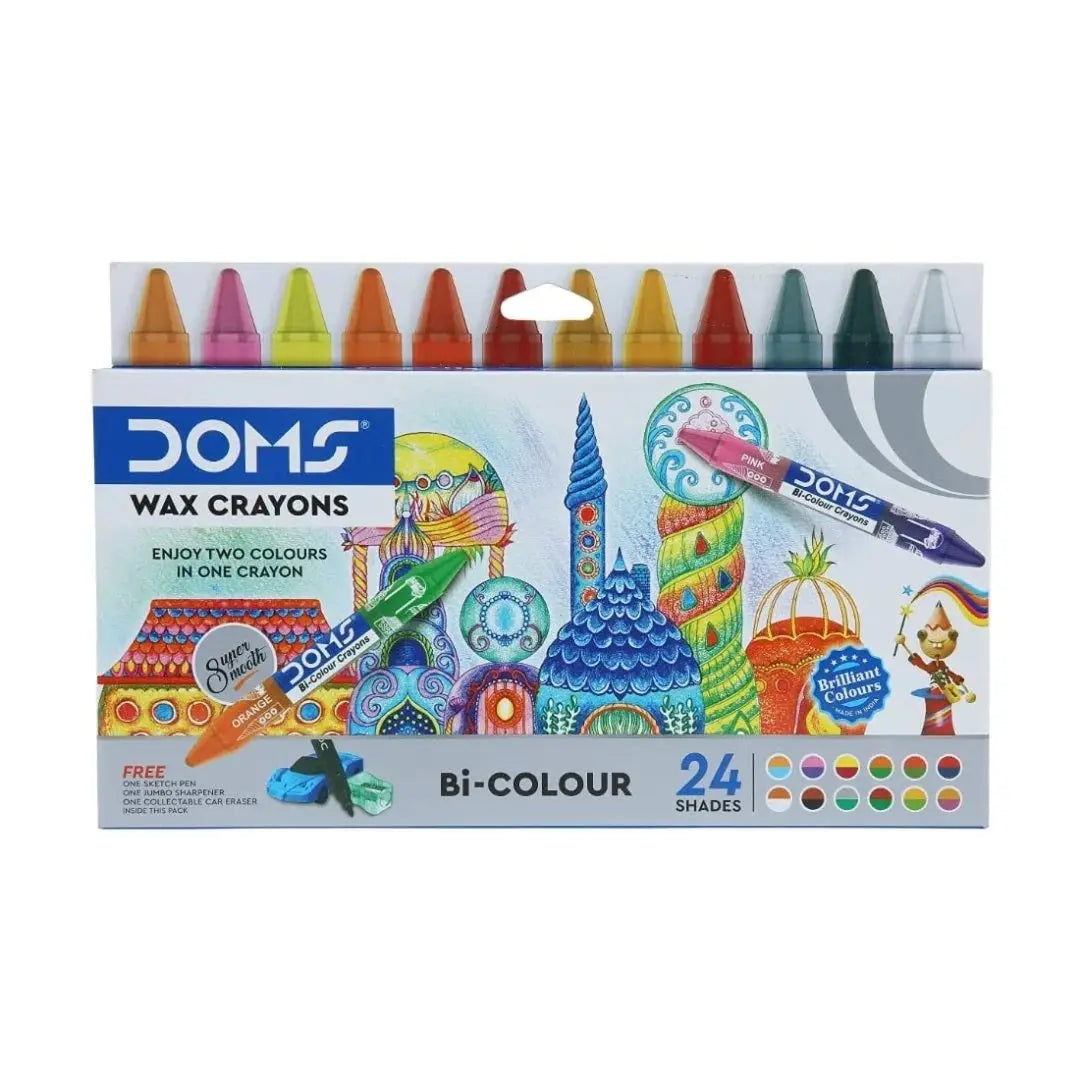 DOMS-Bi Colour Crayons - Two Sided Colours in one Crayon Doms