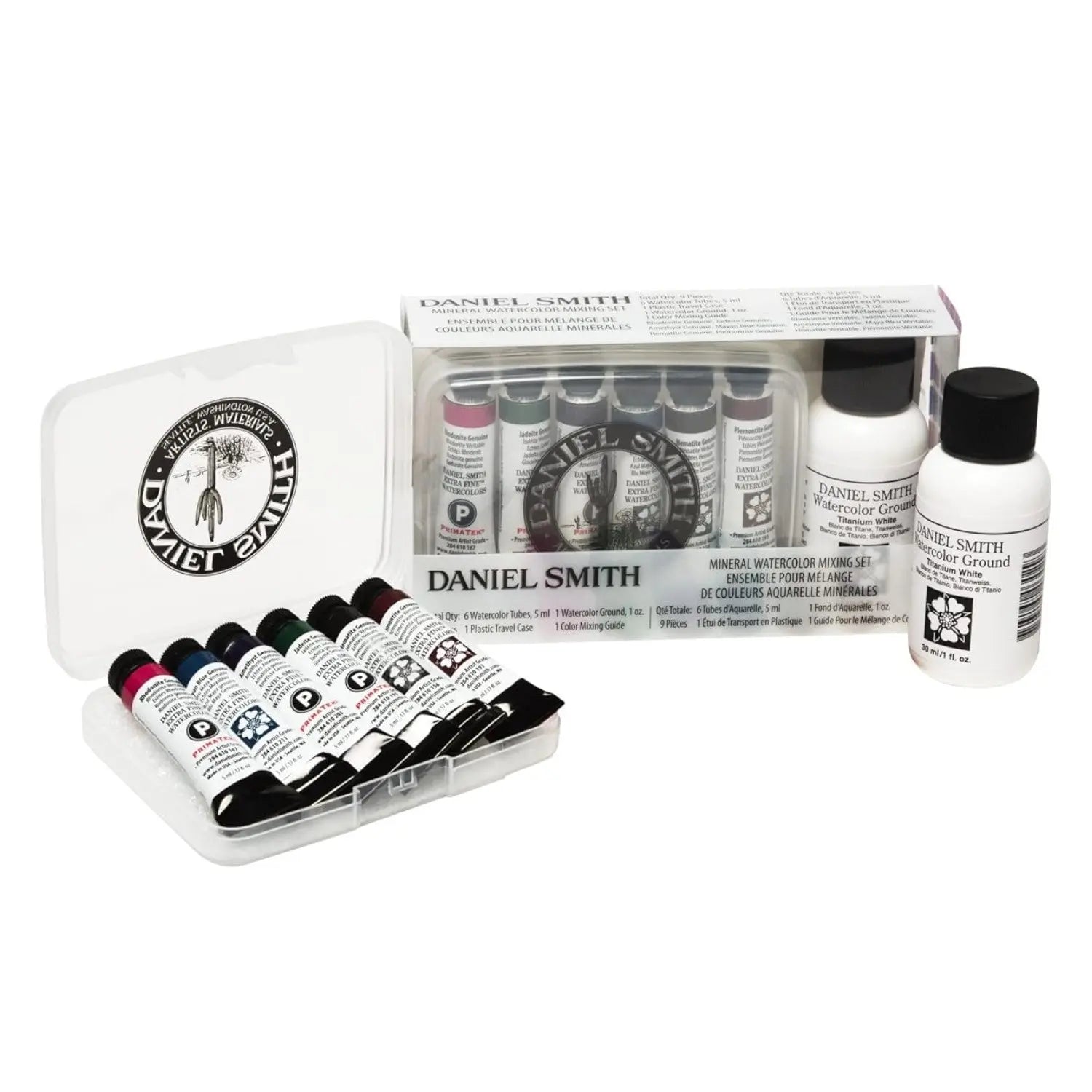 Daniel Smith Watercolor, Mineral Mixing Set with 5ml Primatek Colors, 1oz Watercolor Ground, Mixing Guide and Plastic Travel case Daniel Smith