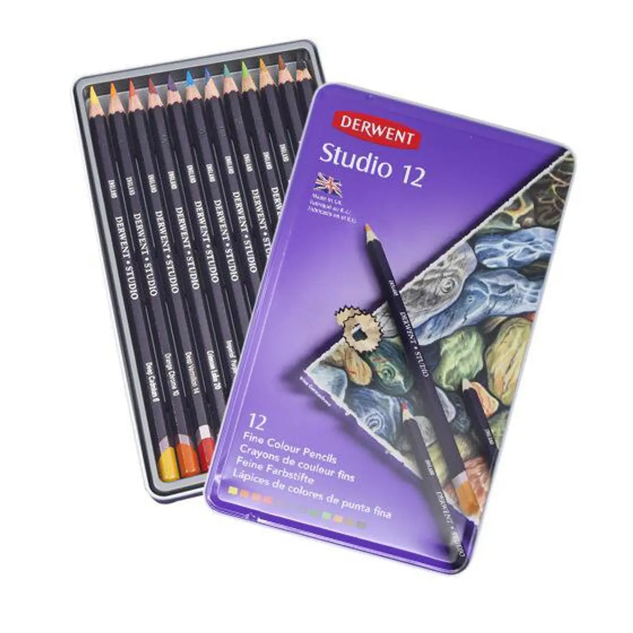 Derwent Studio Colouring Pencils Tin Set of 12 ( 32196 ) Canvazo