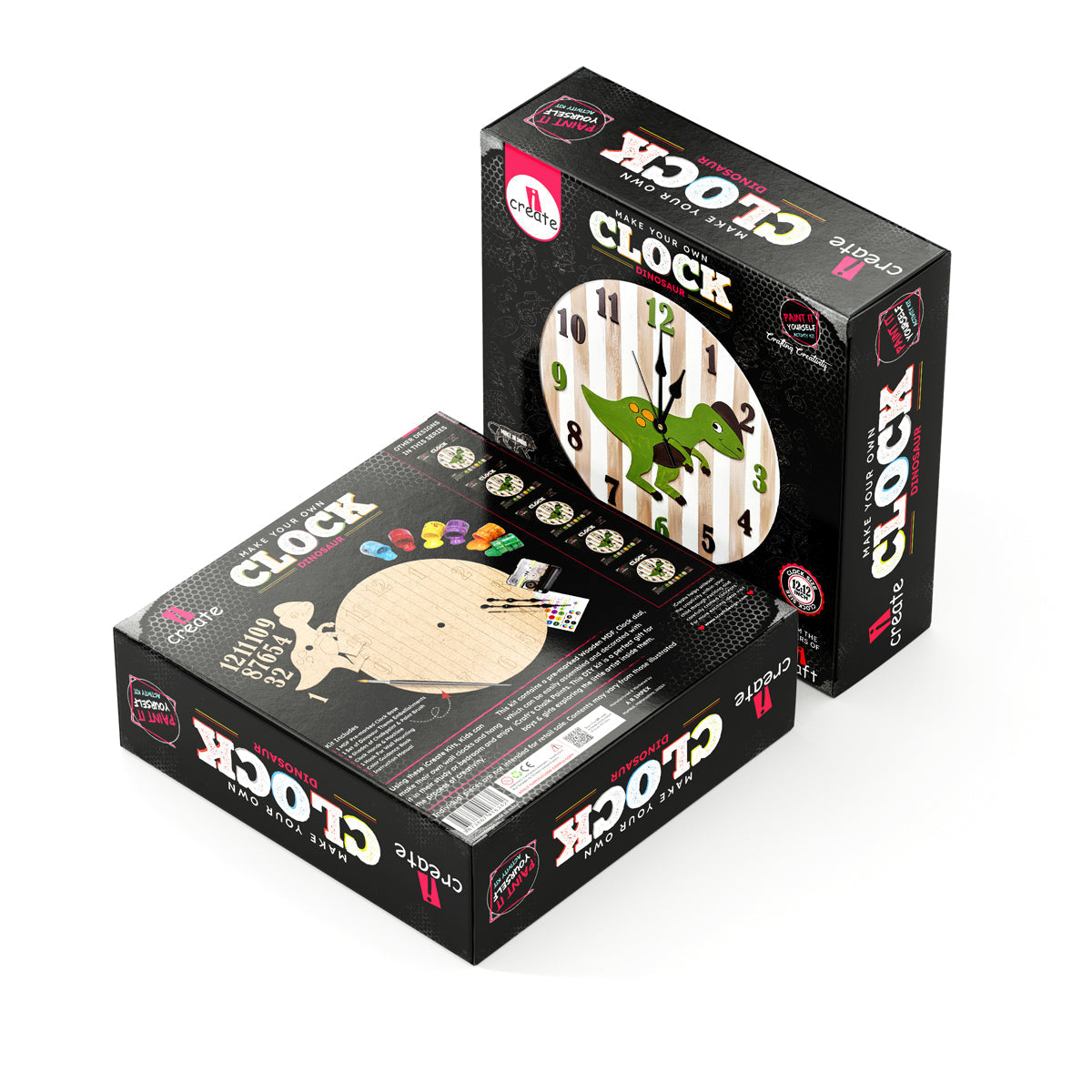 iCraft DIY Clock Kit - Dinosaur Theme Decor Craft for Kids iCraft
