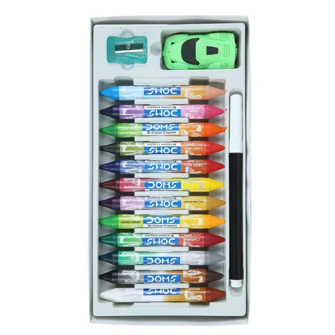 Doms Bi-Colour Crayons 24 Shades - Two Sided Colours in One Crayon Doms