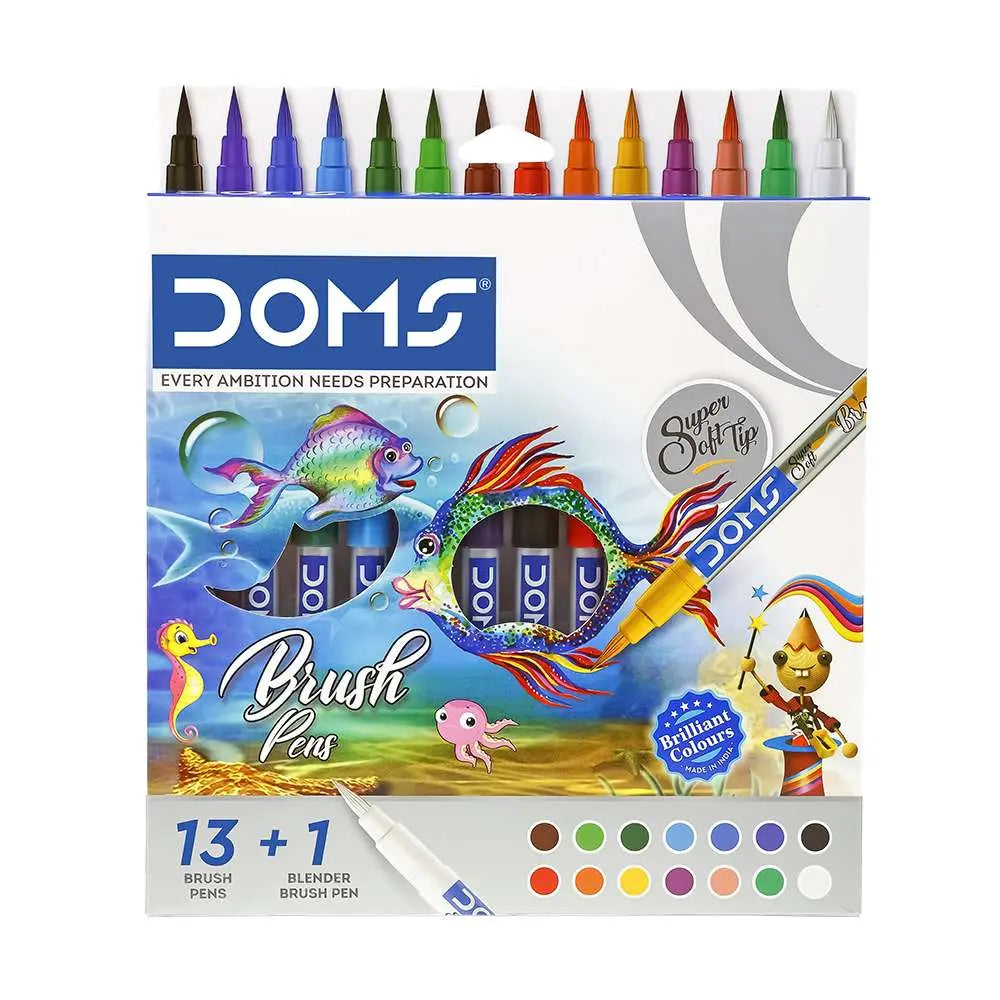 Doms Non-Toxic Multicolor Brush Pen Set Super Soft Fine Tip Brush Pens Doms