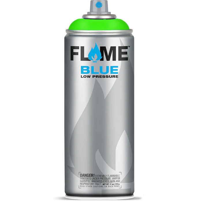 Flame Blue Spray Paint 400ml - Cool & Neutral Tones - Front View Of Fluo Green