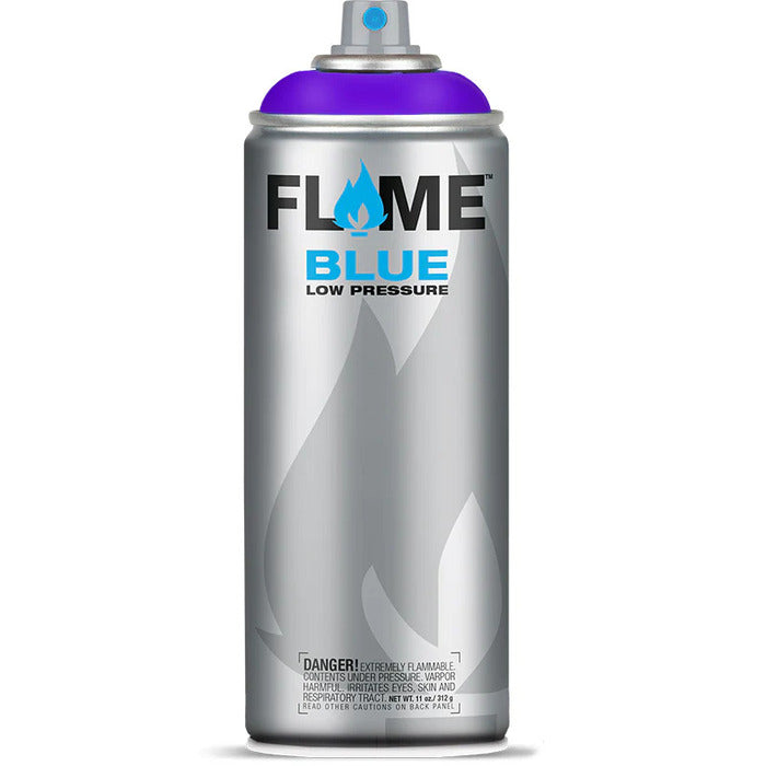 Flame Blue Spray Paint 400ml - Cool & Neutral Tones - Front View Of Traffic Purple