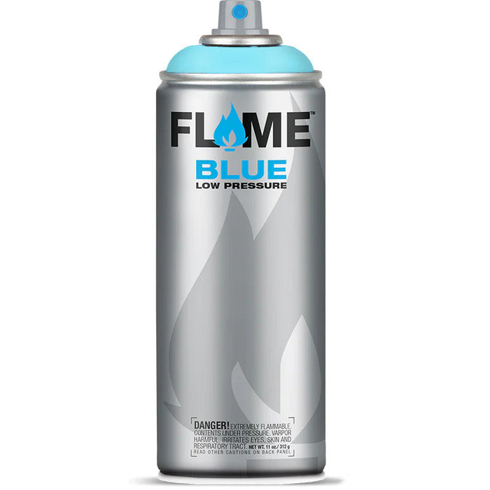 Flame Blue Spray Paint 400ml - Cool & Neutral Tones - Front View Of Light Blue Light