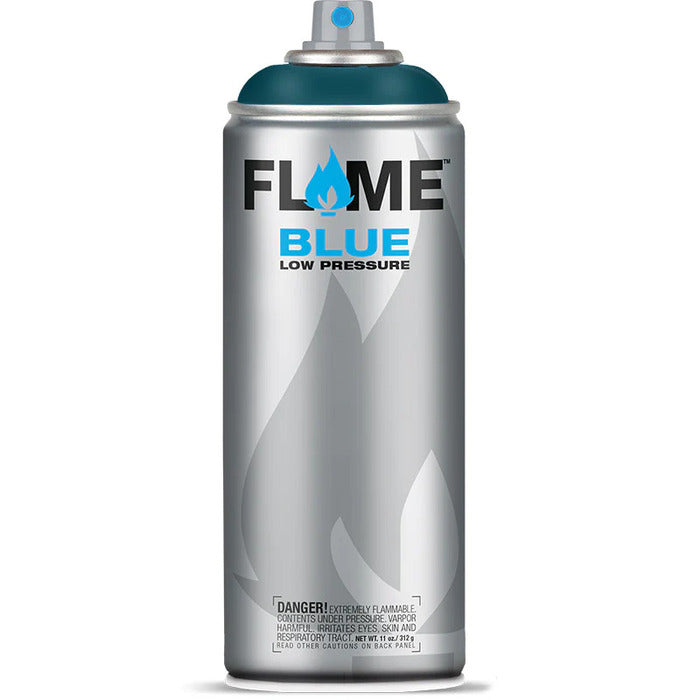 Flame Blue Spray Paint 400ml - Cool & Neutral Tones - Front View Of Aqua