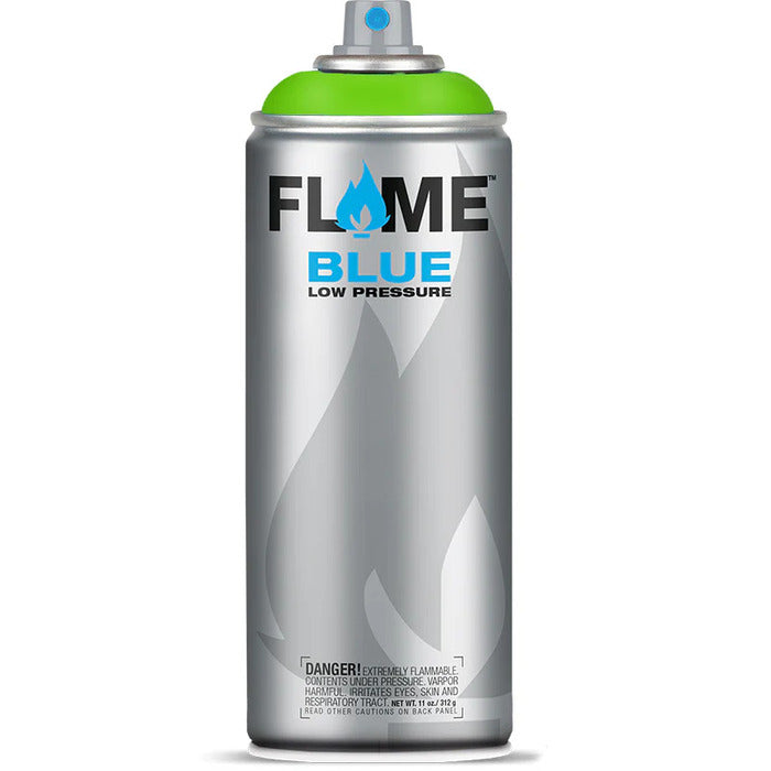 Flame Blue Spray Paint 400ml - Cool & Neutral Tones - Front View Of Grass Green