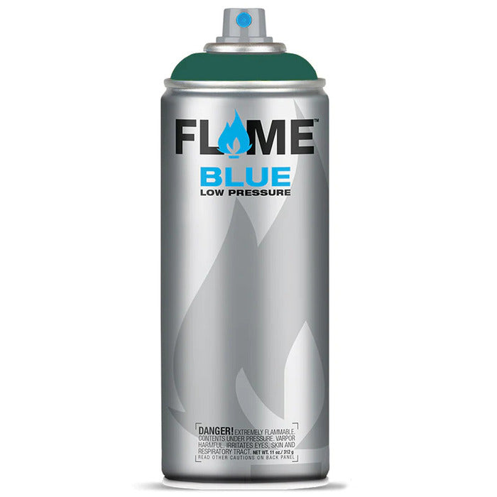 Flame Blue Spray Paint 400ml - Cool & Neutral Tones - Front View Of Fir Green