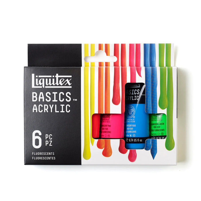 Liquitex Basics Acrylic Six Tubes Paint Set: A collection of high-quality fluorescentes acrylic paints for artists.