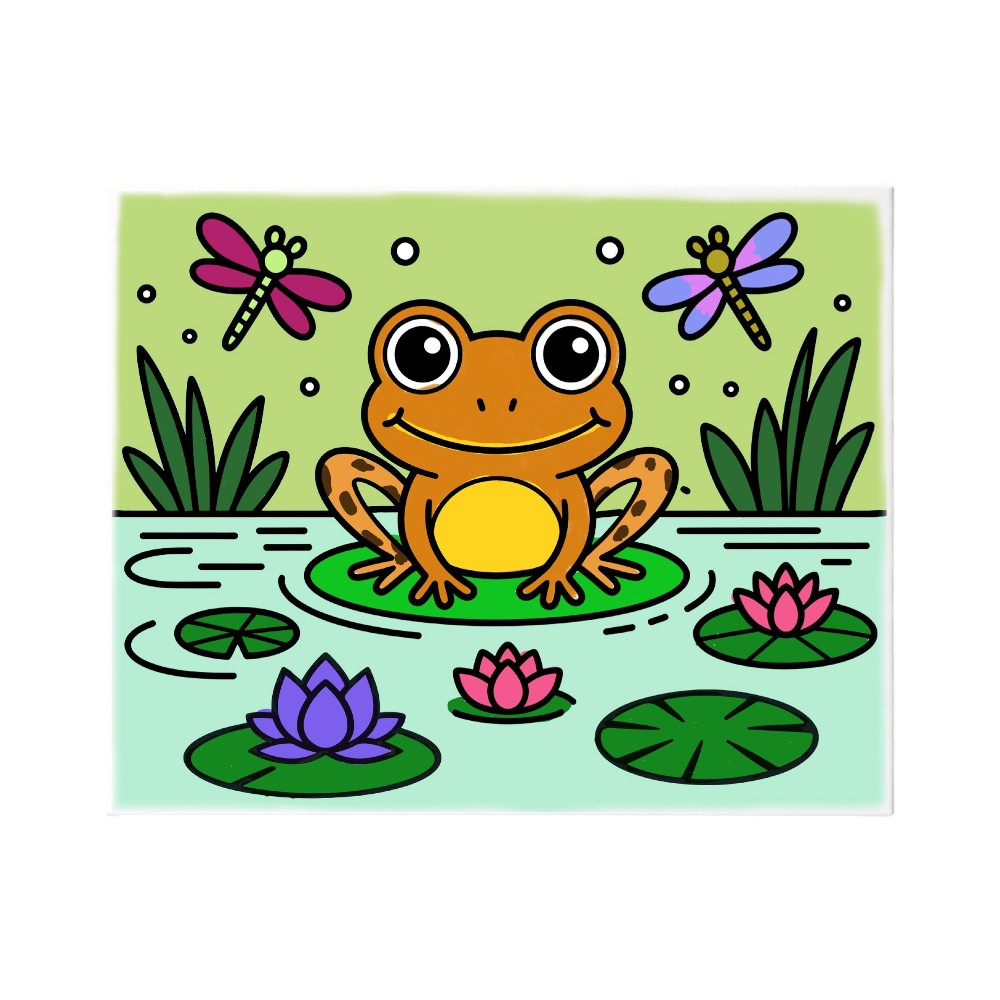Ready to Paint Canvas Kit for Kids 8x10 Inch - FROG 8x10 Mock Up CLR