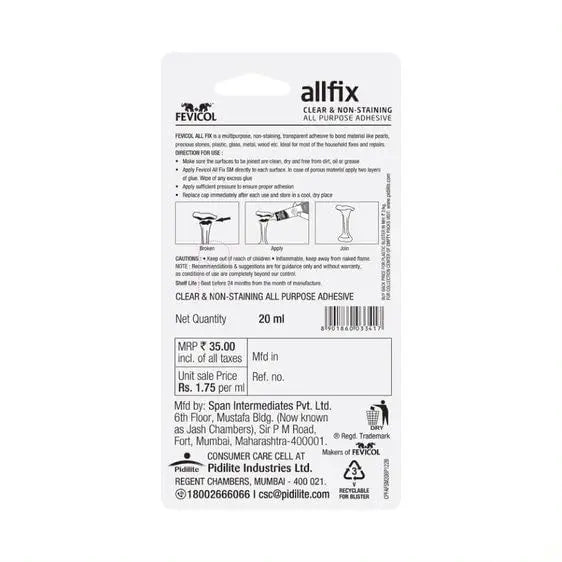 Fevicol Allfix Clear & Non-Stainning Pidilite