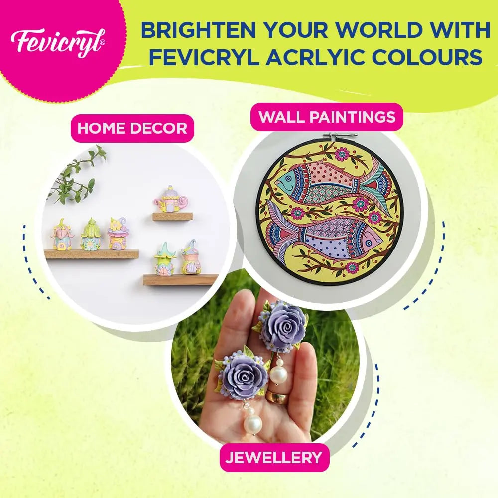 Fevicryl Pastel Acrylic Colours - Set of 6 (15ml) Pidilite