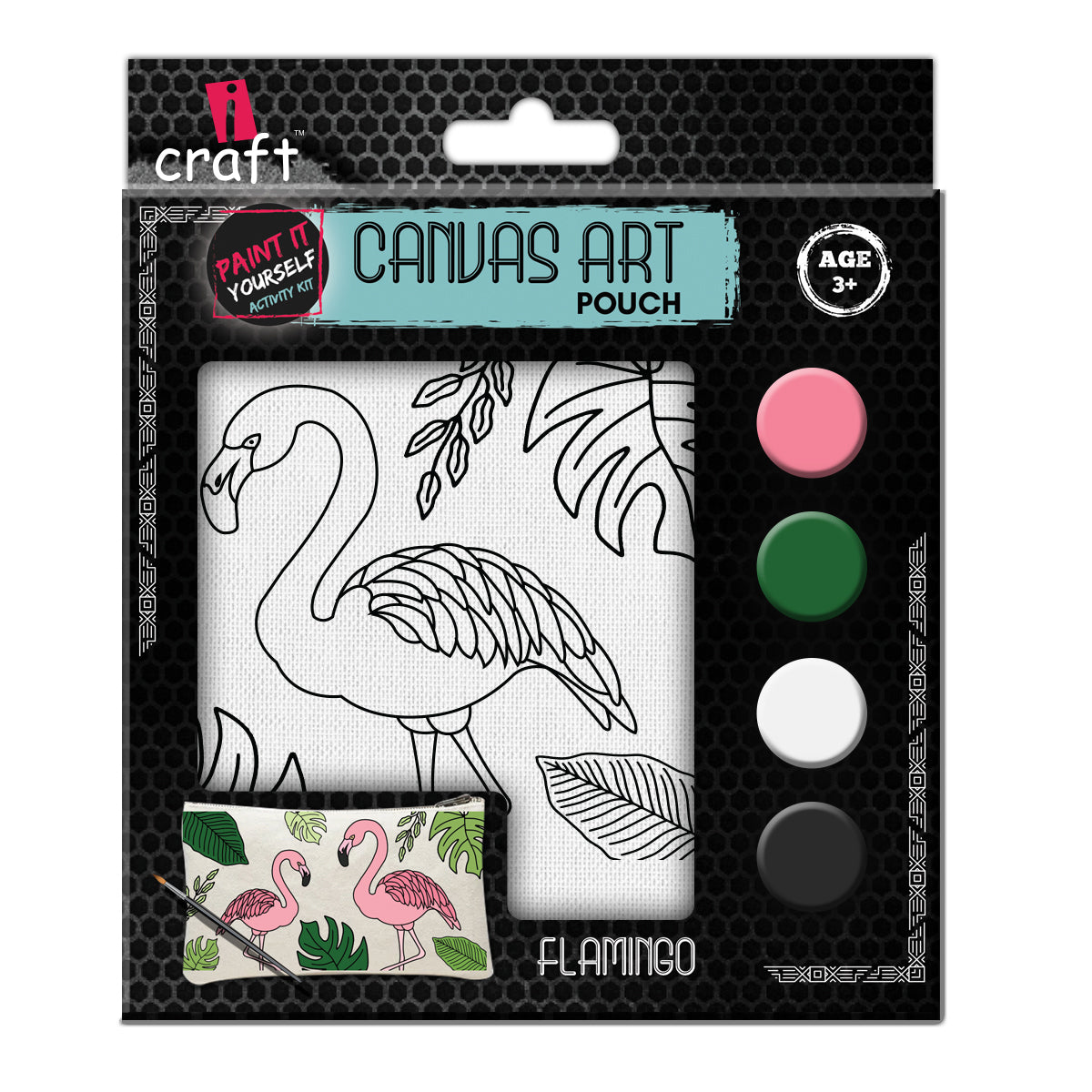 iCraft DIY Canvas Pouch Painting Kit for Kids - Flamingo Design iCraft