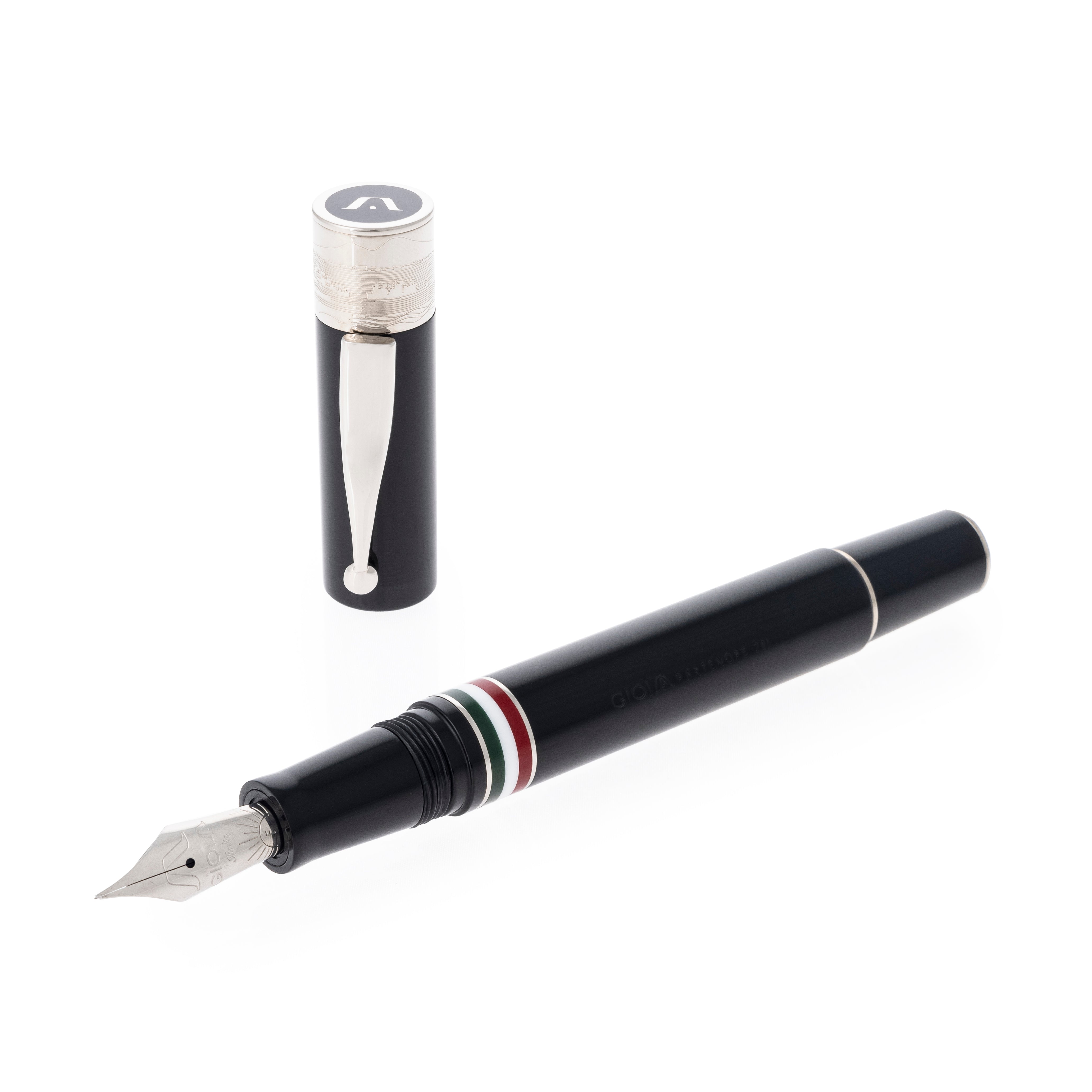 Gioia | Fountain Pen & Rollerball Pen | Partenope | Black | Ruthenium Trims Gioia