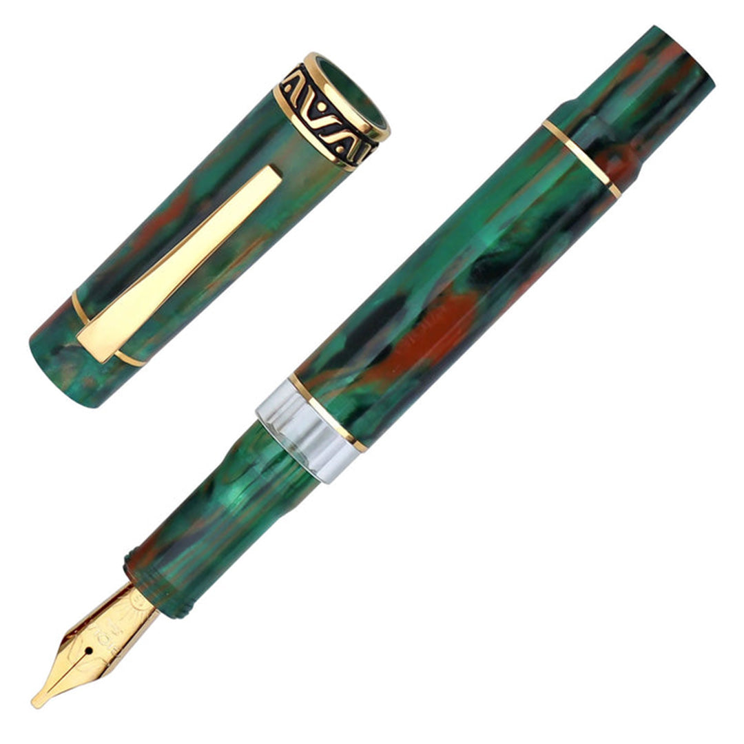 Gioia | Fountain Pen | Aragona Green | Marbled | Gold Trims | Medium Nib Gioia