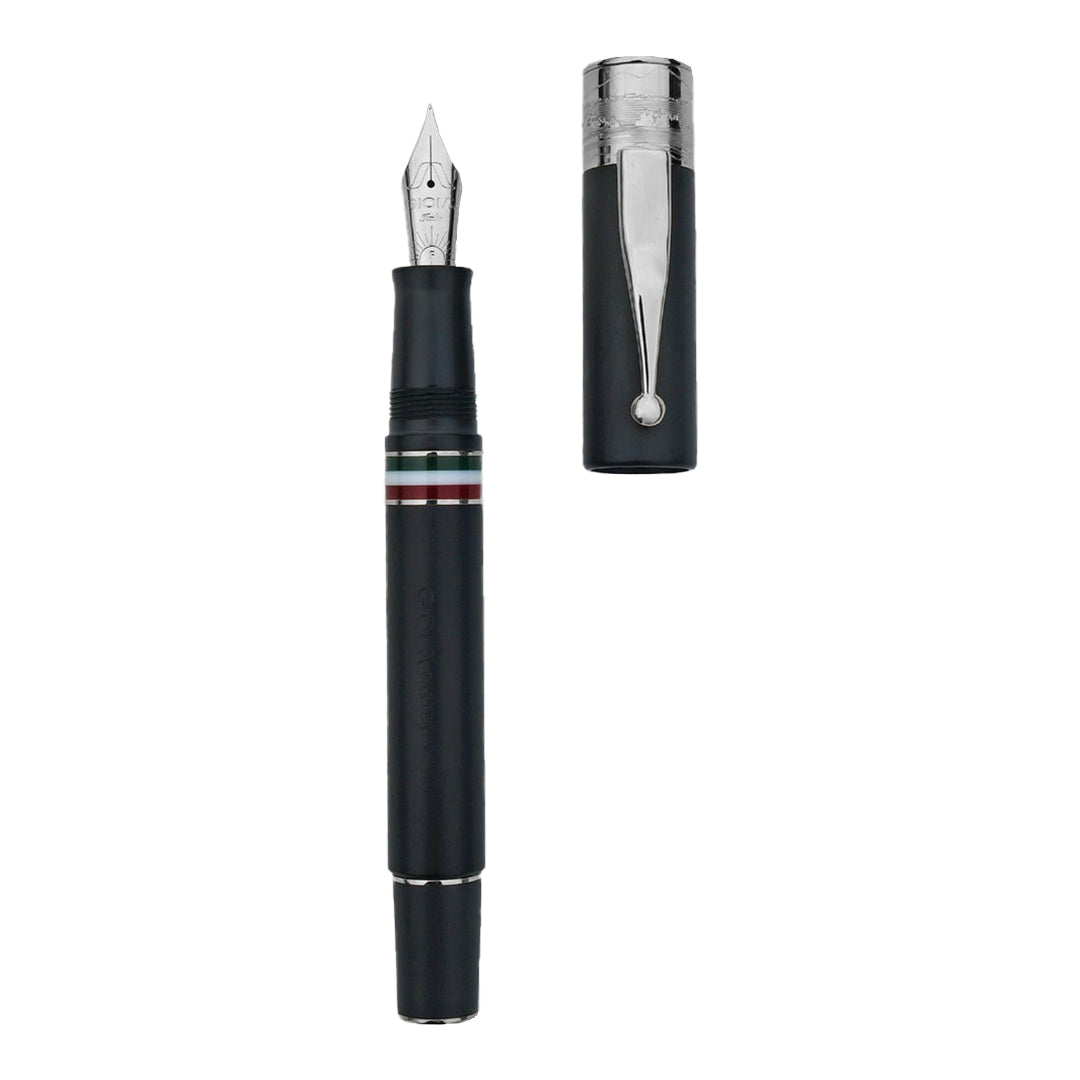 Gioia | Fountain Pen & Rollerball Pen | Partenope | Black Sand | Silver Trims Gioia