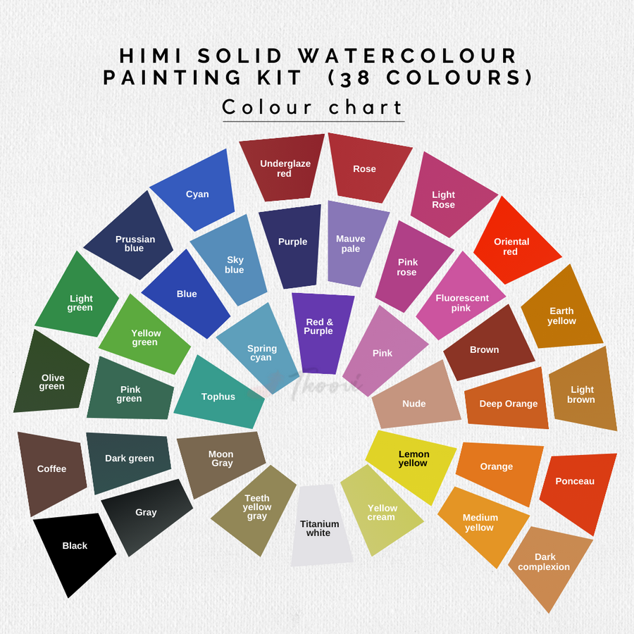 HIMI Student Solid Watercolour Set - 38 Colors