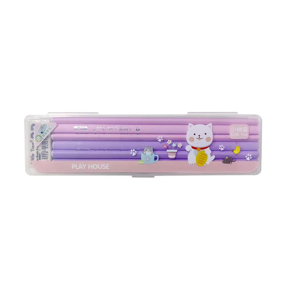 Kids Pencil Set for Girls - 12 Pcs/Set - Pink - S0359 Canvazo