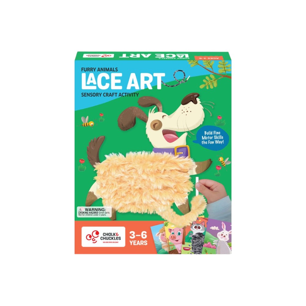 Chalk And Chuckles Lace Art Furry Animals Craft Kit for Kids Canvazo
