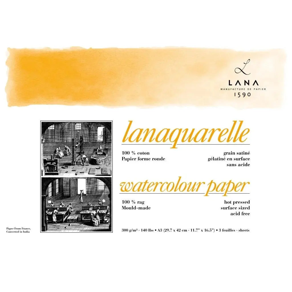 Lana Artists' Watercolour - Lanaquarelle Natural White 300 GSM,100% Cotton Paper(Poly Pack) Lana