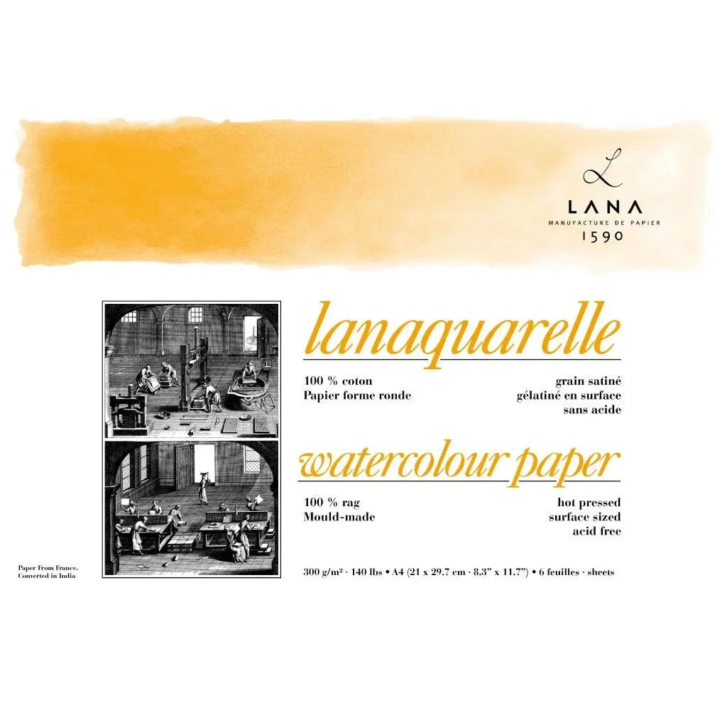 Lana Artists' Watercolour - Lanaquarelle Natural White 300 GSM,100% Cotton Paper(Poly Pack) Lana