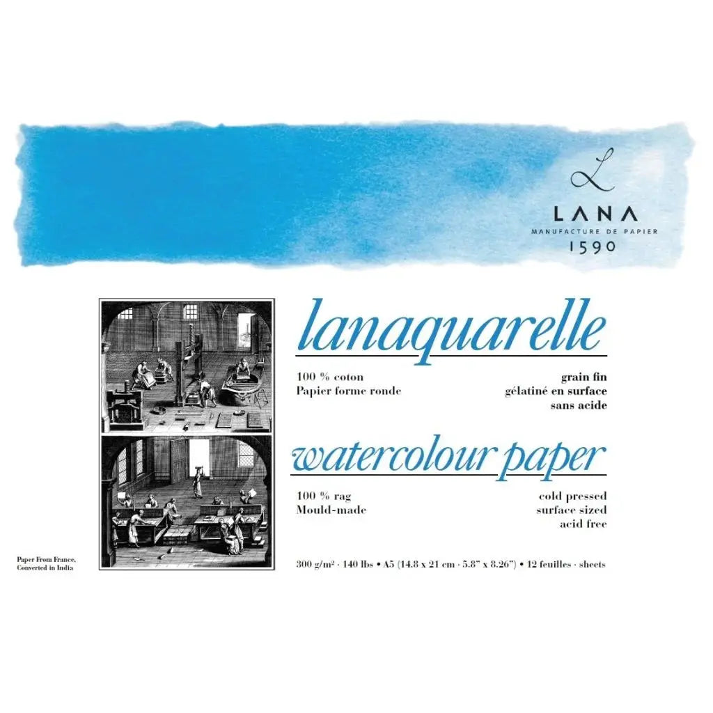 Lana Artists' Watercolour - Lanaquarelle Natural White 300 GSM,100% Cotton Paper(Poly Pack) Lana
