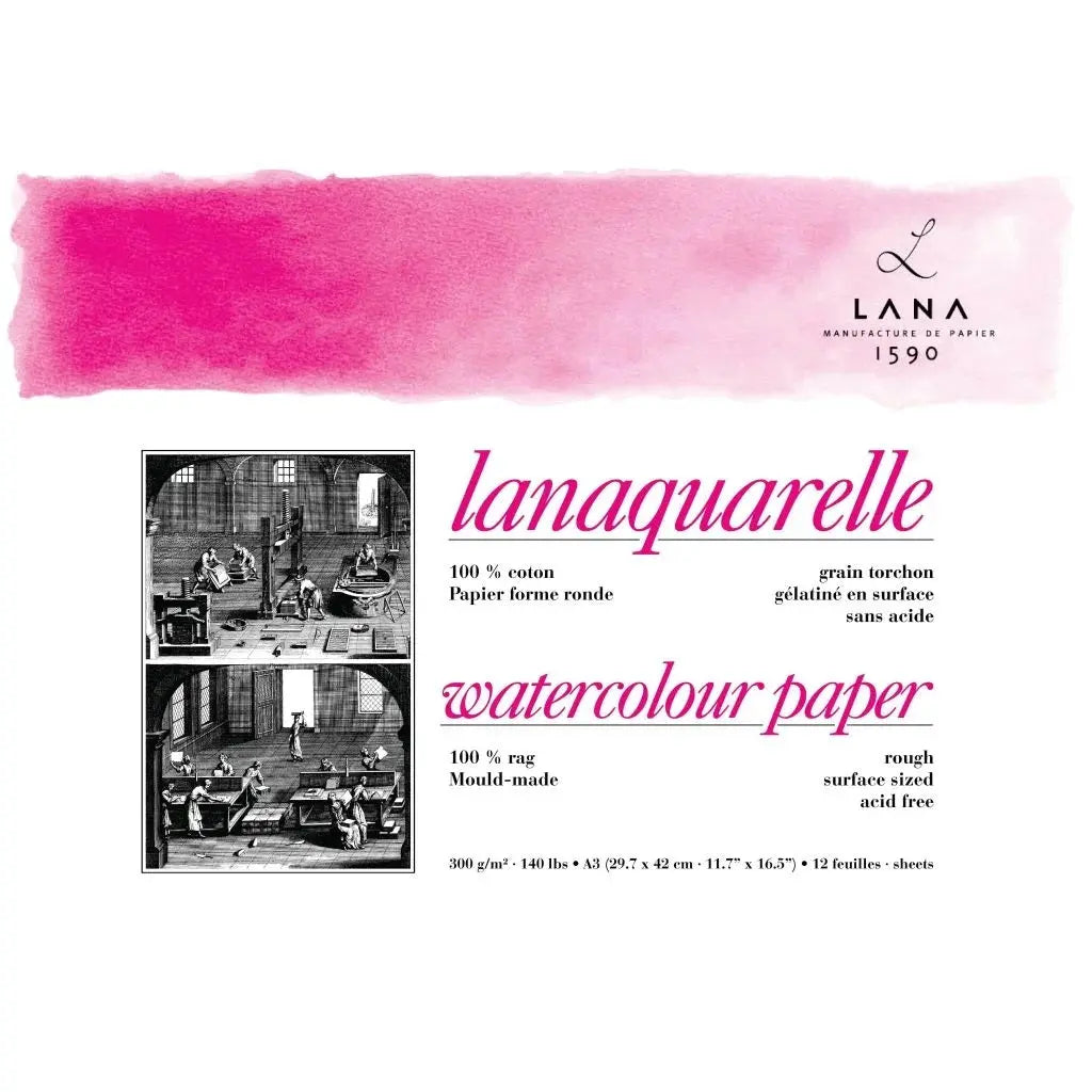 Lana Artists' Watercolour - Lanaquarelle Natural White 300 gsm 100% Cotton Paper Lana