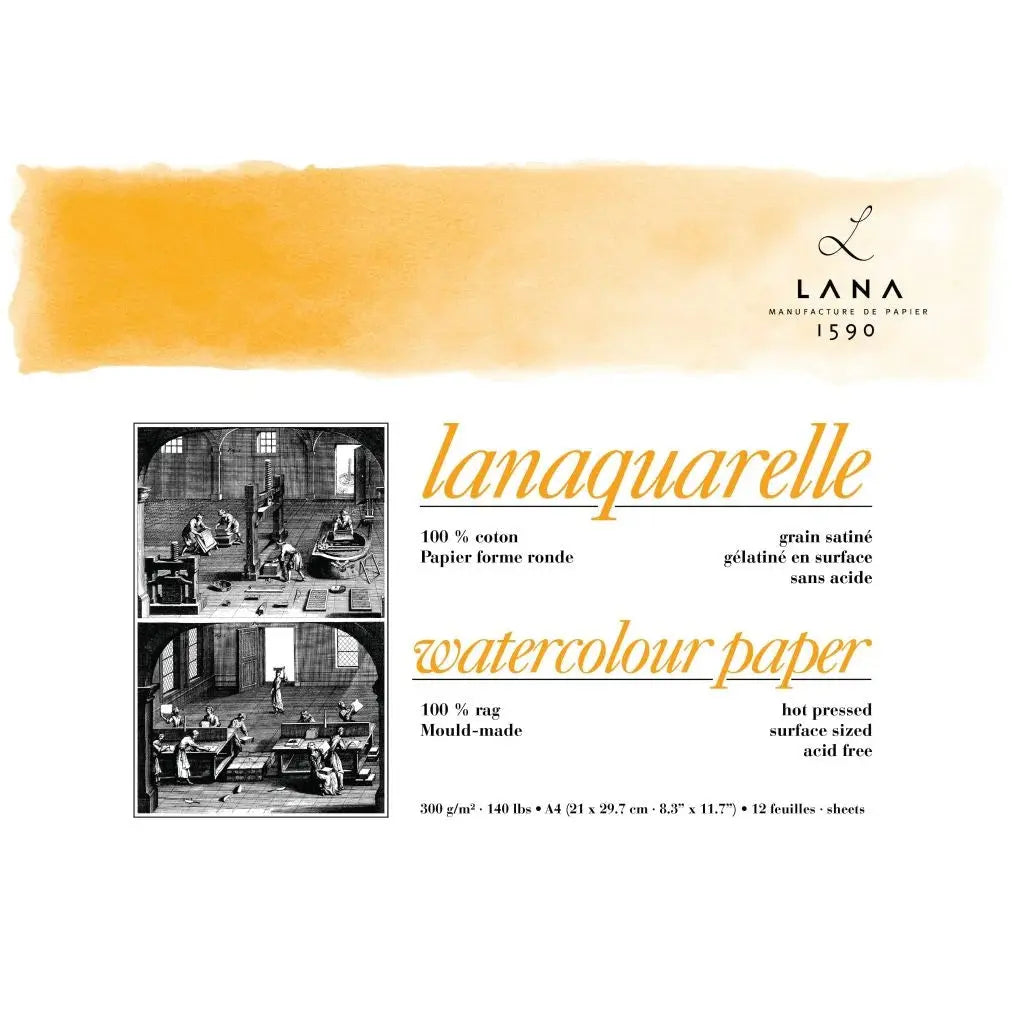 Lana Artists' Watercolour - Lanaquarelle Natural White 300 gsm 100% Cotton Paper Pad Lana