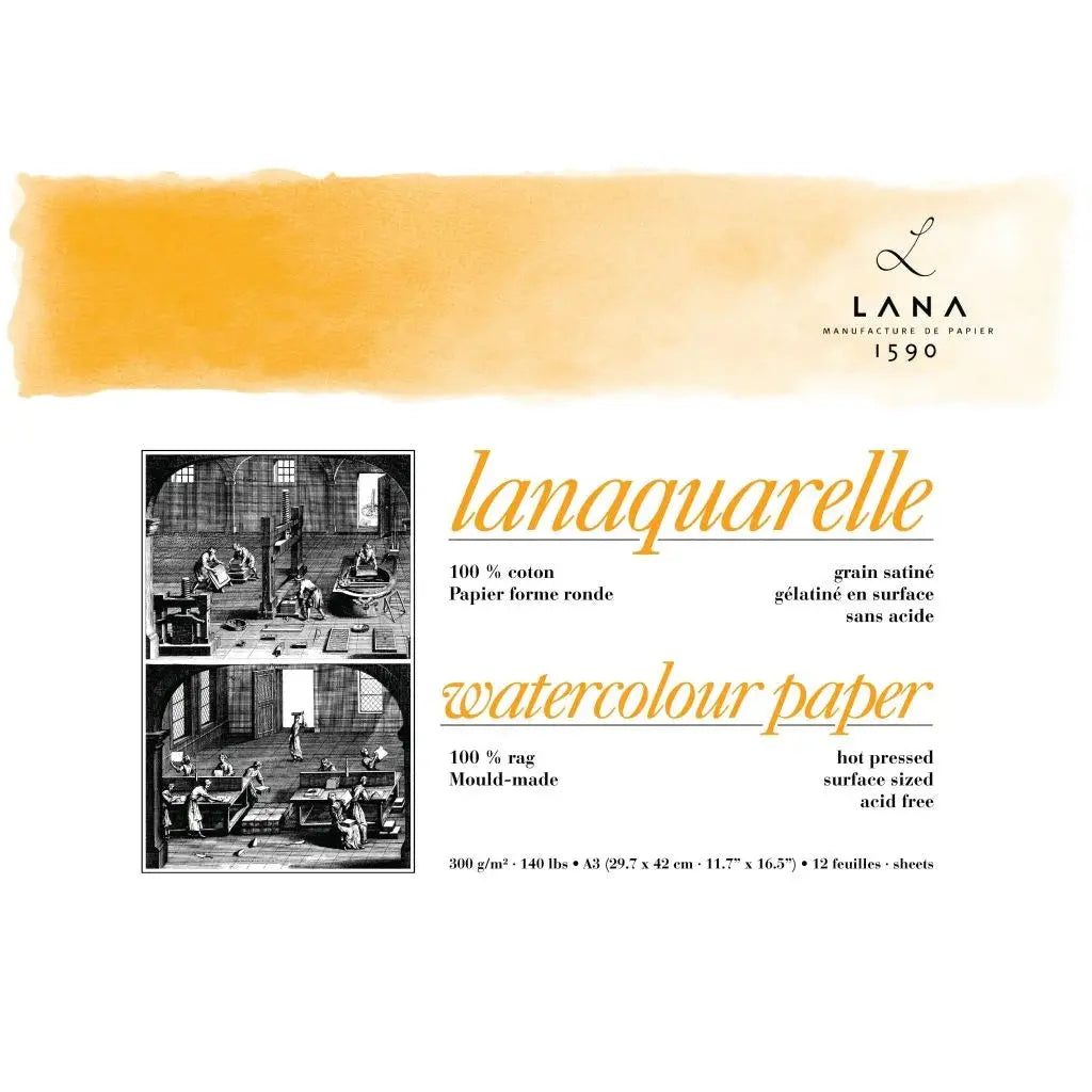 Lana Artists' Watercolour - Lanaquarelle Natural White 300 gsm 100% Cotton Paper Pad Lana
