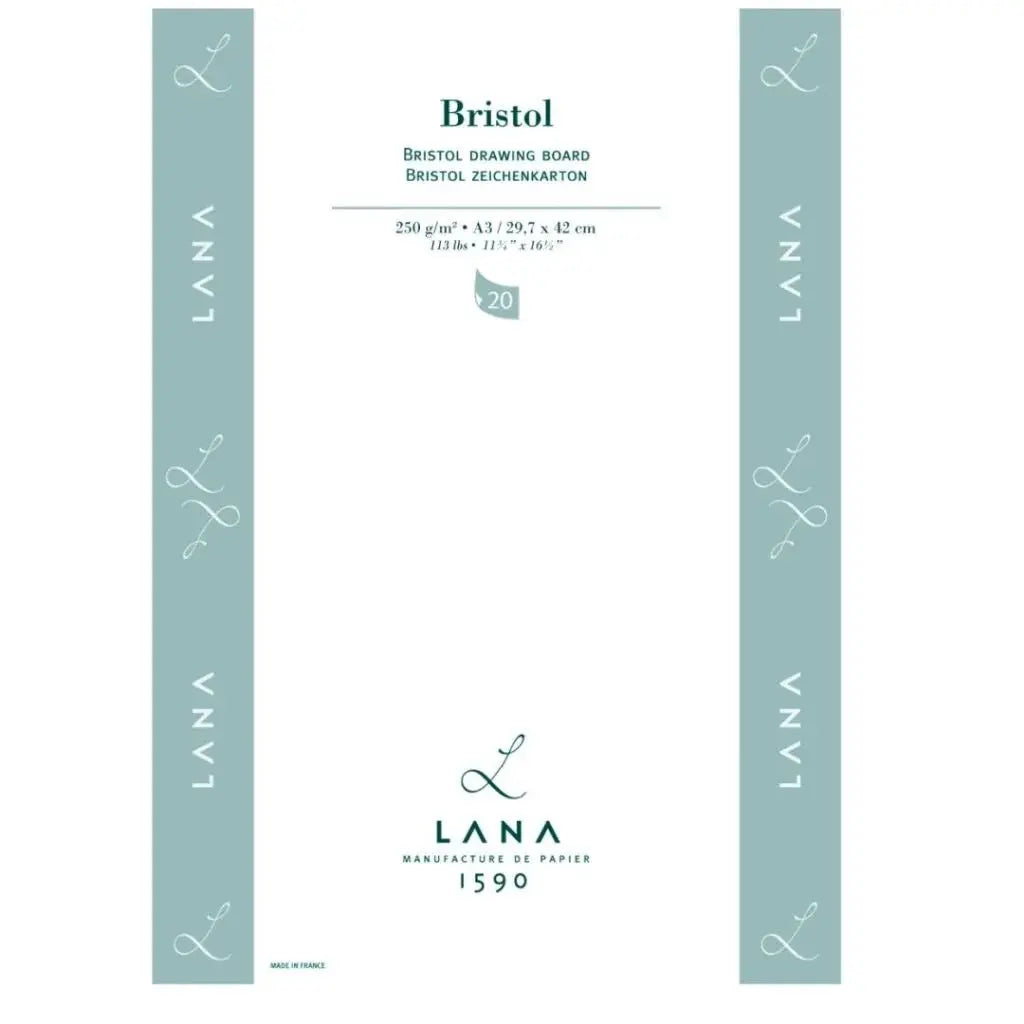 Lana Bristol Extra White Ultra Smooth 250GSM Paper,Short Side Glued Pad,20SHT Lana