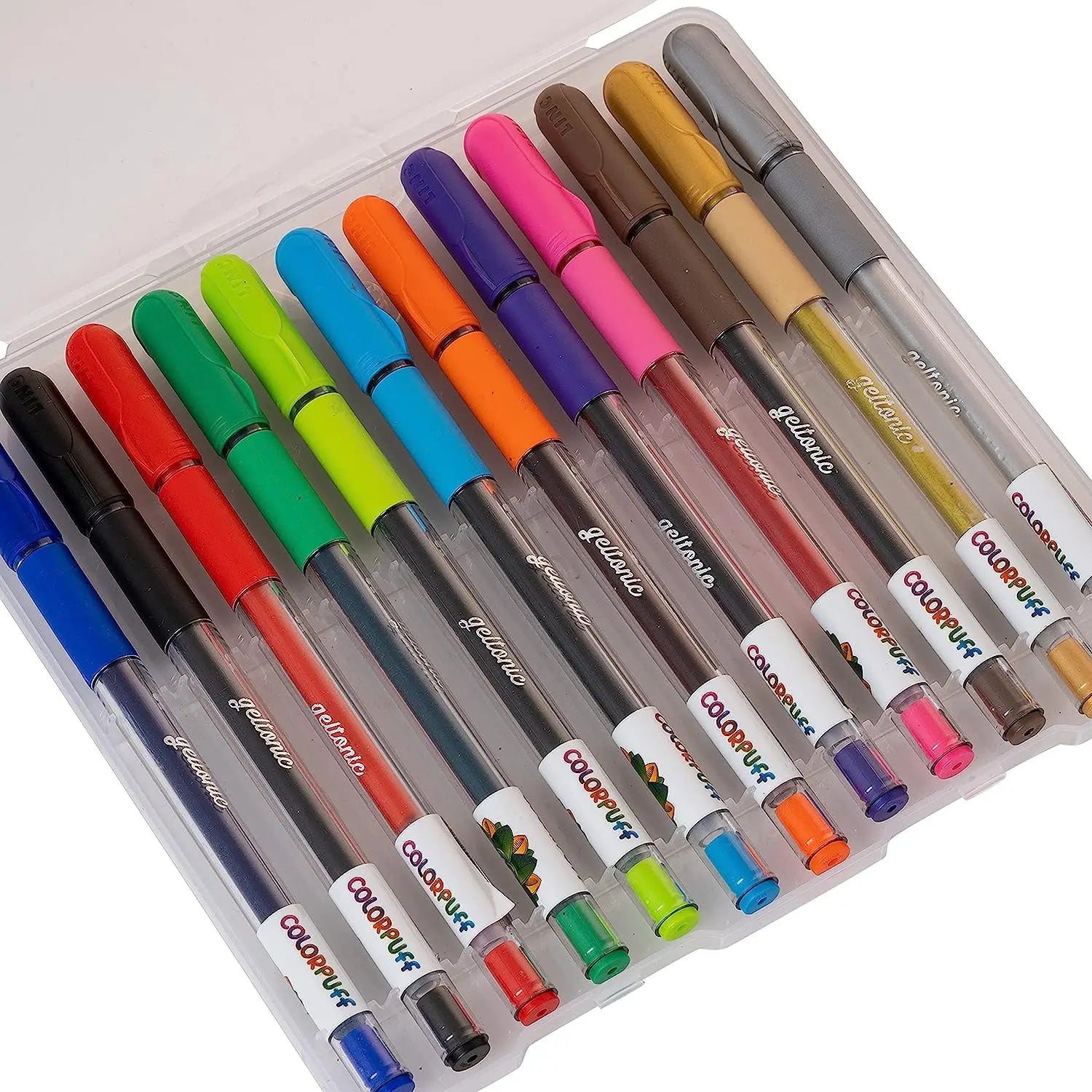 Linc Geltonic Colorpuff Multicolor Gel Pen - 0.6-1.0mm Tip - Pack of 12 Linc