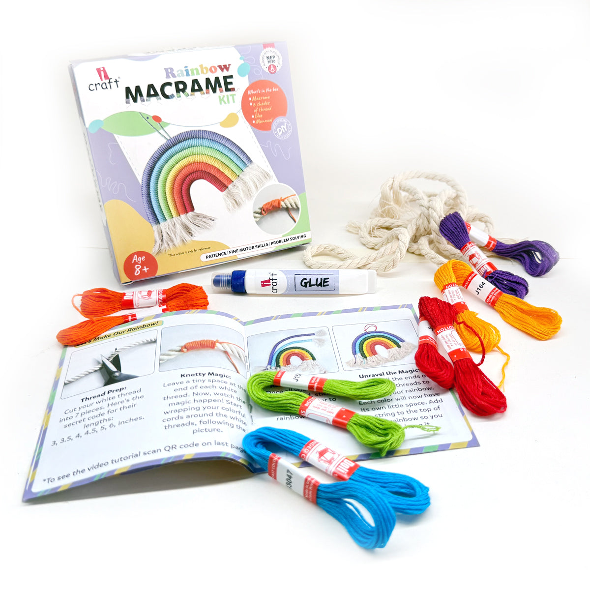 iCraft Rainbow Macrame Wall Hanging Kit for Kids & Beginners iCraft