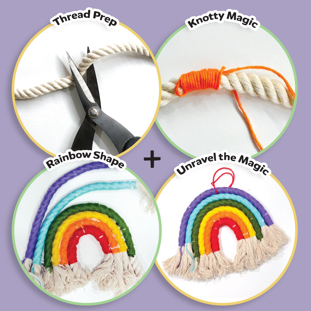 iCraft Rainbow Macrame Wall Hanging Kit for Kids & Beginners iCraft