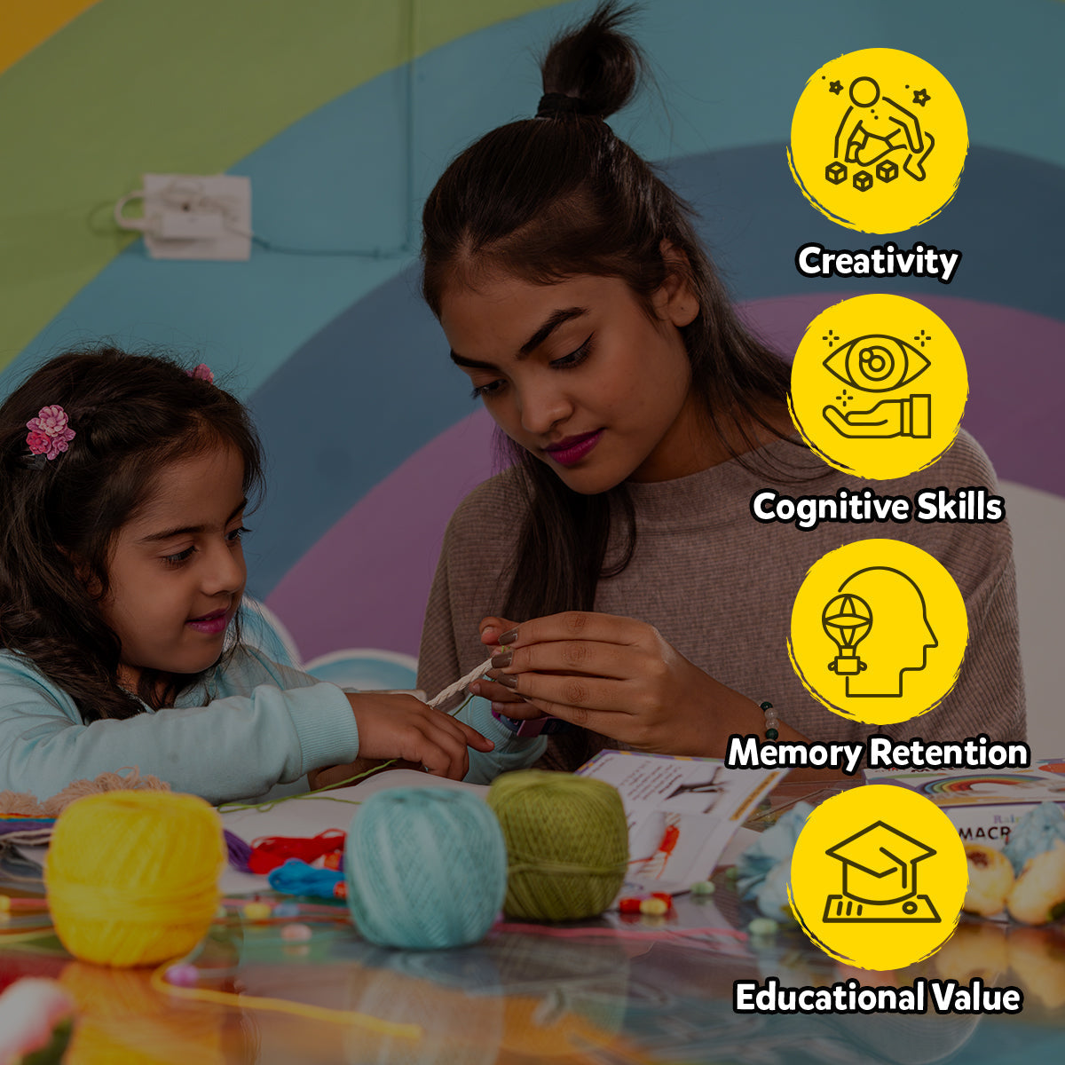 iCraft Rainbow Macrame Wall Hanging Kit for Kids & Beginners iCraft