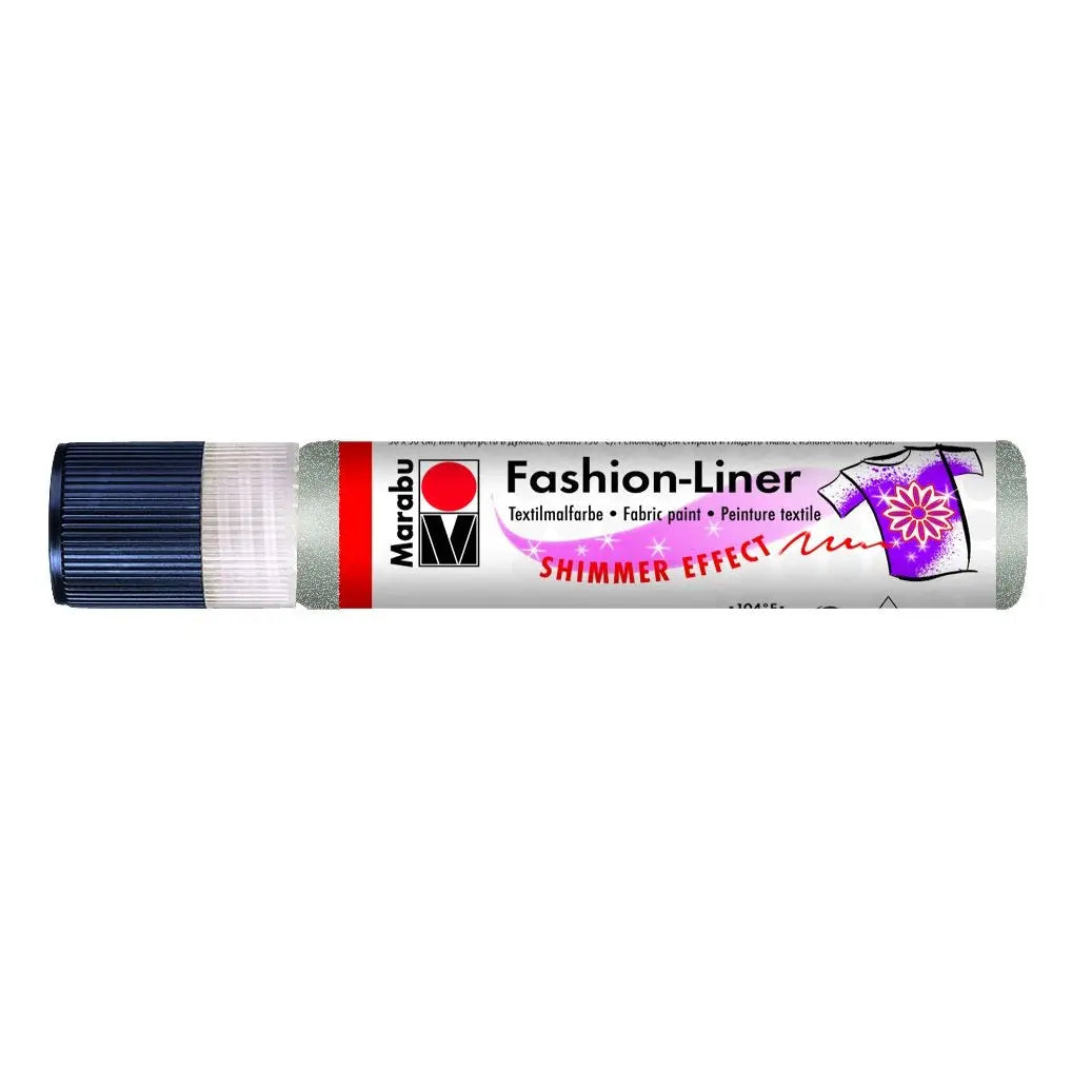 Marabu Fashion Liner Fabric Paint 25 ml - Shimmer Sliver (581) Marabu