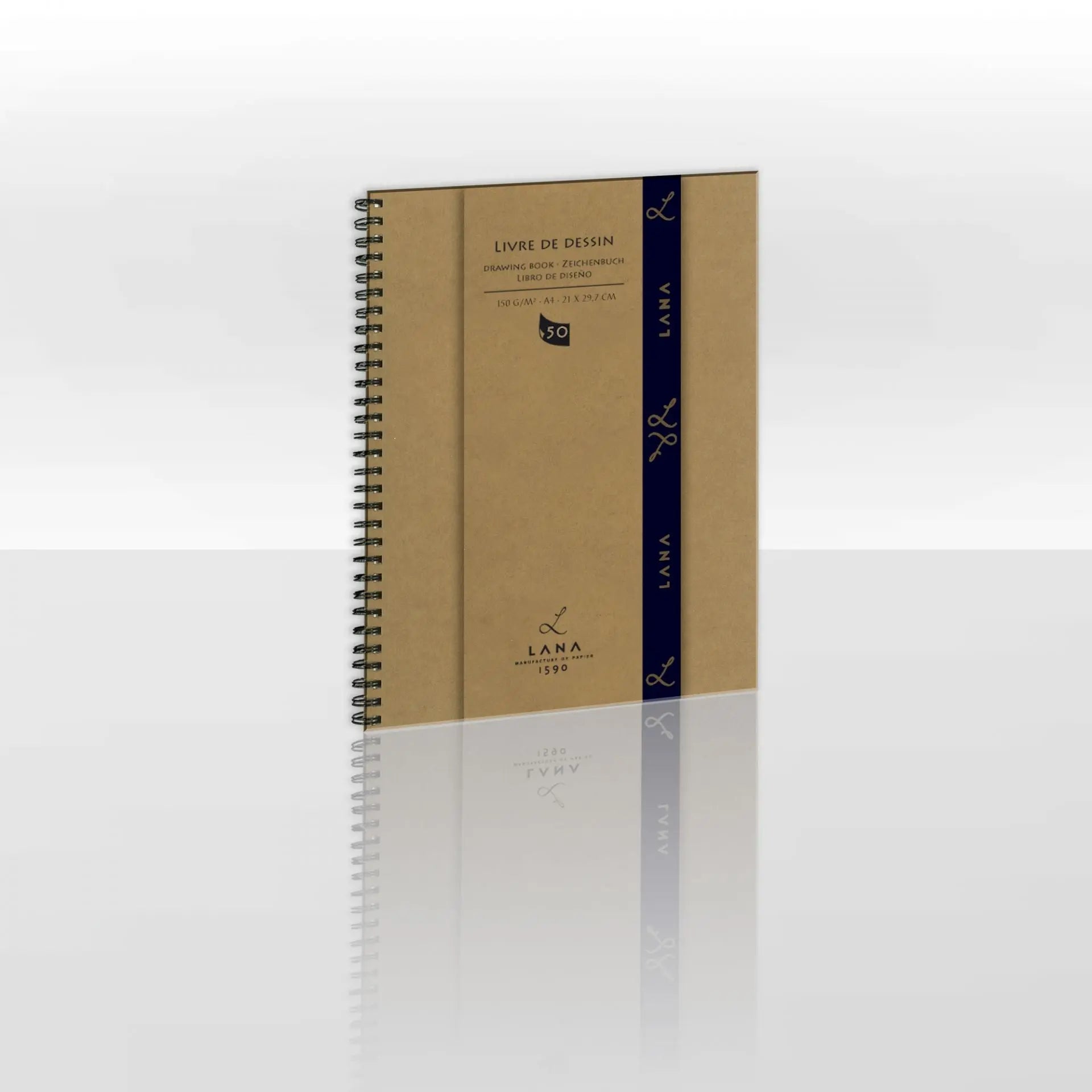 Lana Livre De Dessin -Drawing Book-,Light Grain/Matt Finish 150GSM,Long Side Spiral bound Album 50SHT Lana