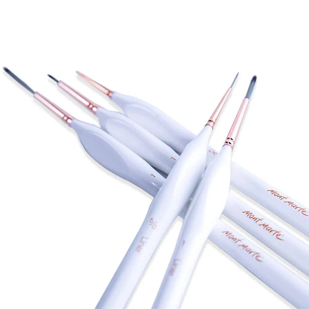 Mont Marte Detail & Liner Taklon Brush Set  (Set of 5, White) Mont Marte