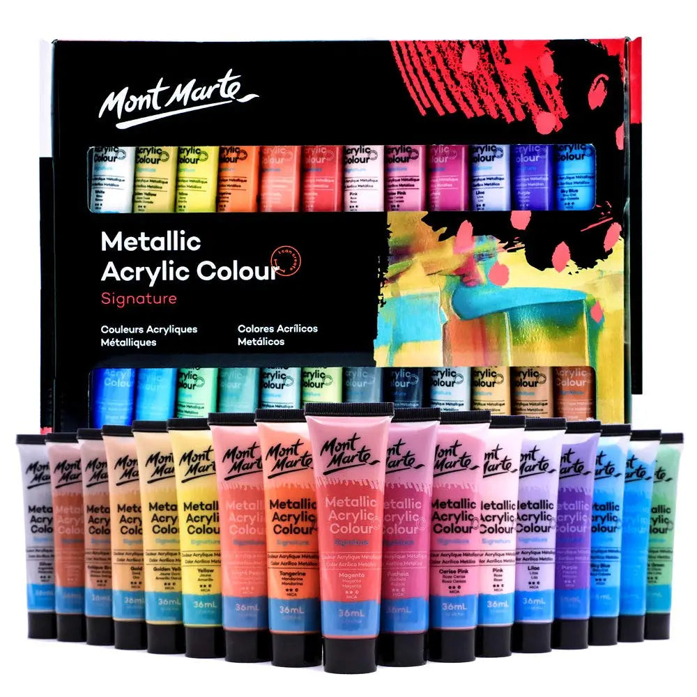 Mont Marte Metallic Acrylic Colour Paint Set Signature 24pc x 36ml Mont Marte