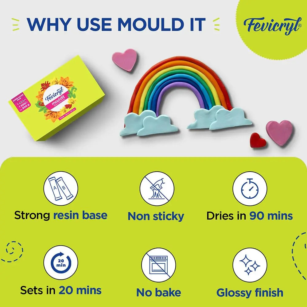 MouldIt, 900 g, Clay Set for Modelling and Plastic Palette Knife Pidilite