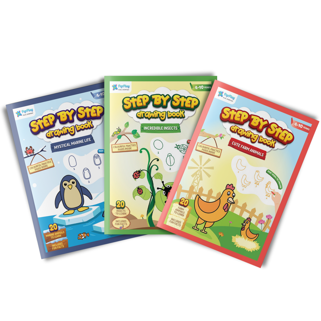 PepPlay Step By Step Drawing Book Set of 3 | Easy Drawing Practice for Kids | 4+ Years