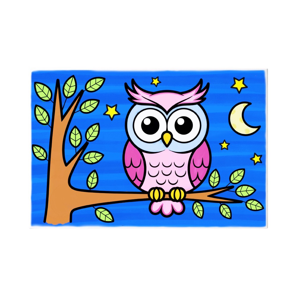 Ready to Paint Canvas Kit for Kids 6x9 Inch - Owl 6x9 Mock Up clr