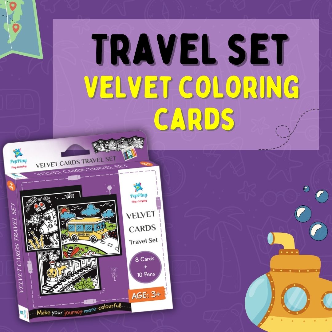 Travel Set Velvet Colouring Cards overview – portable velvet colouring activity for kids – PepPlay India