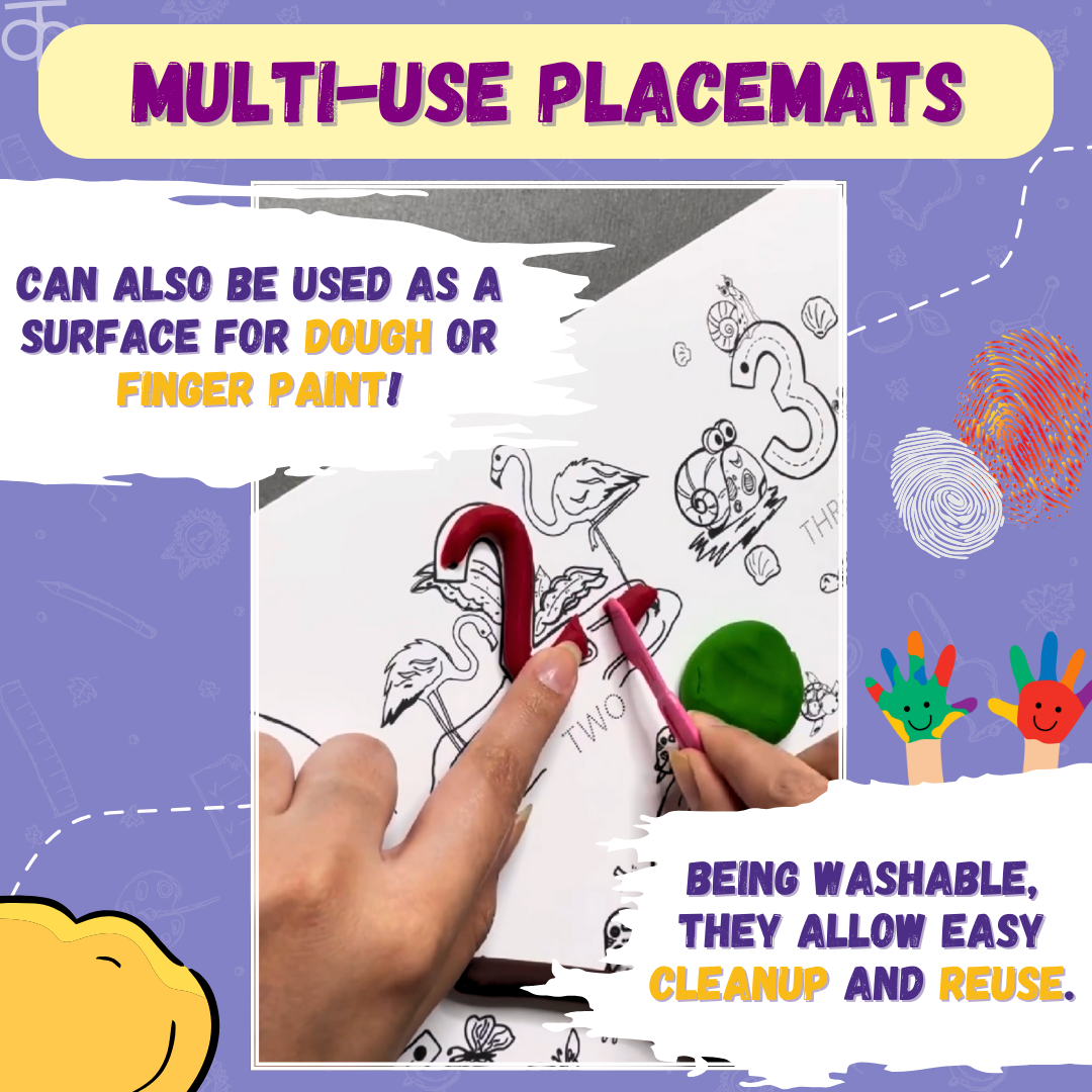 PepPlay My First Educational Set - Reusable Doodle Placemats | Early Learning Through Play | 3+ Years