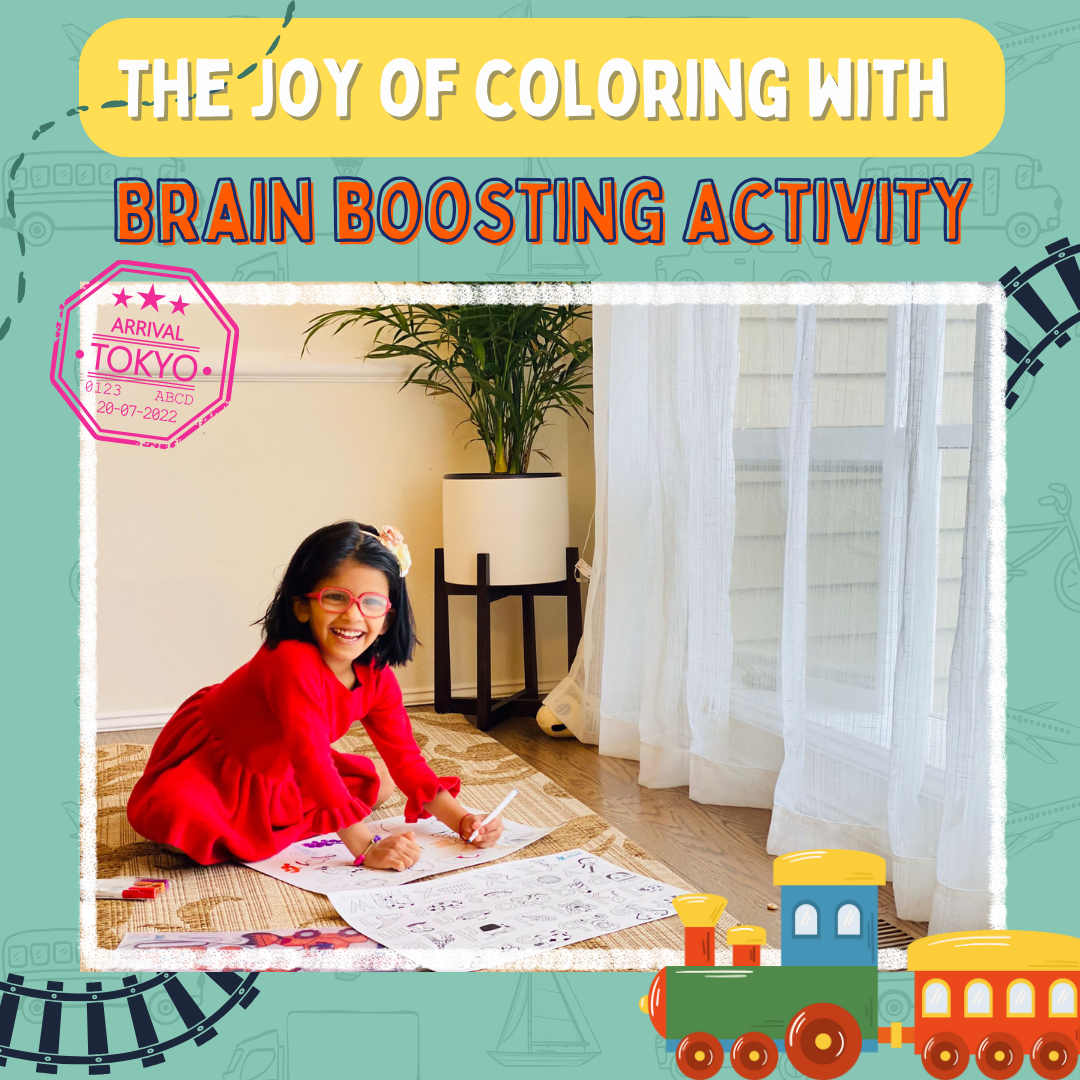 Child colouring on floor with doodle placemat – brain-boosting screen-free activity – PepPlay India