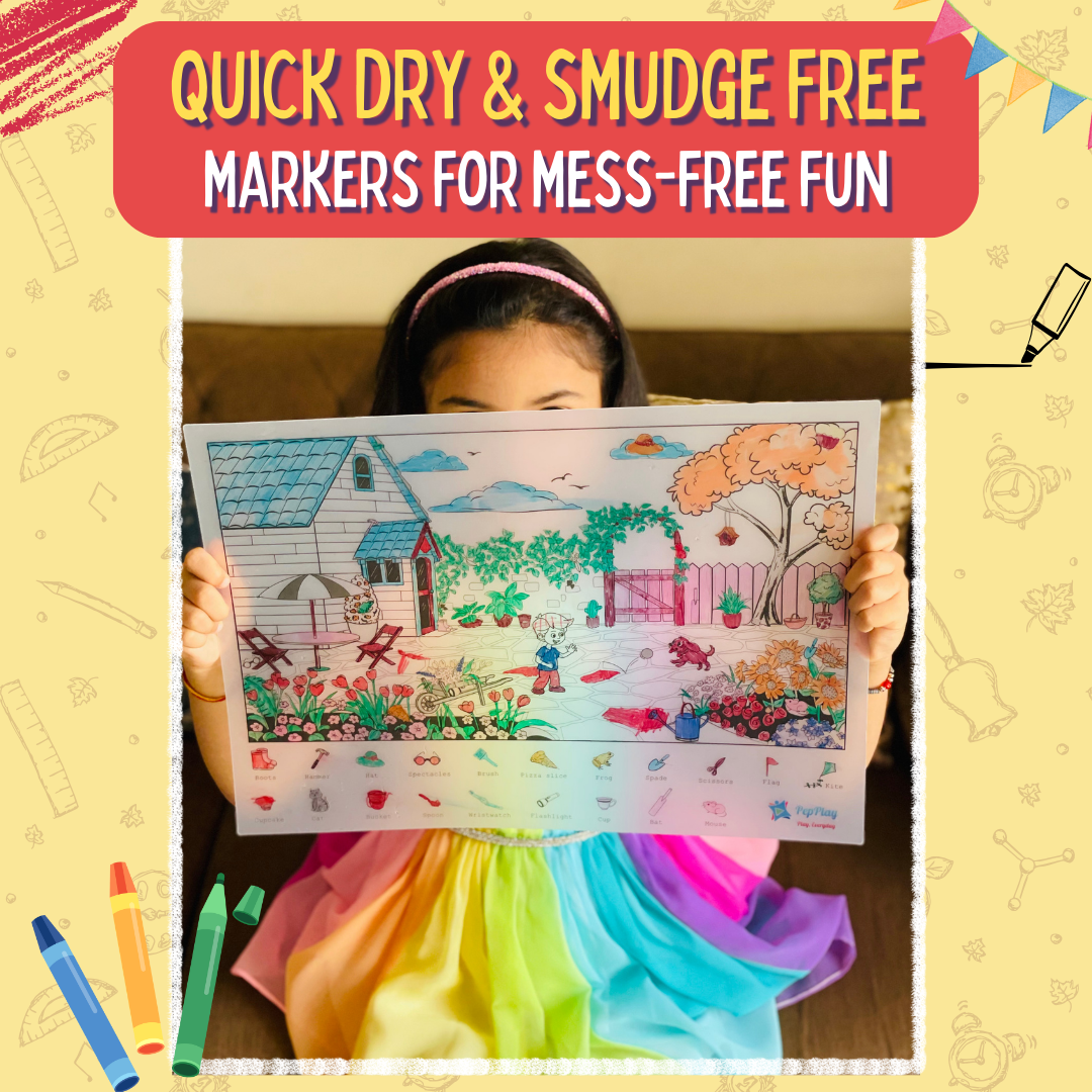 PepPlay Doodle Placemats - Find & Colour Series | Reusable Colour & Learn Fun | 3+ Years